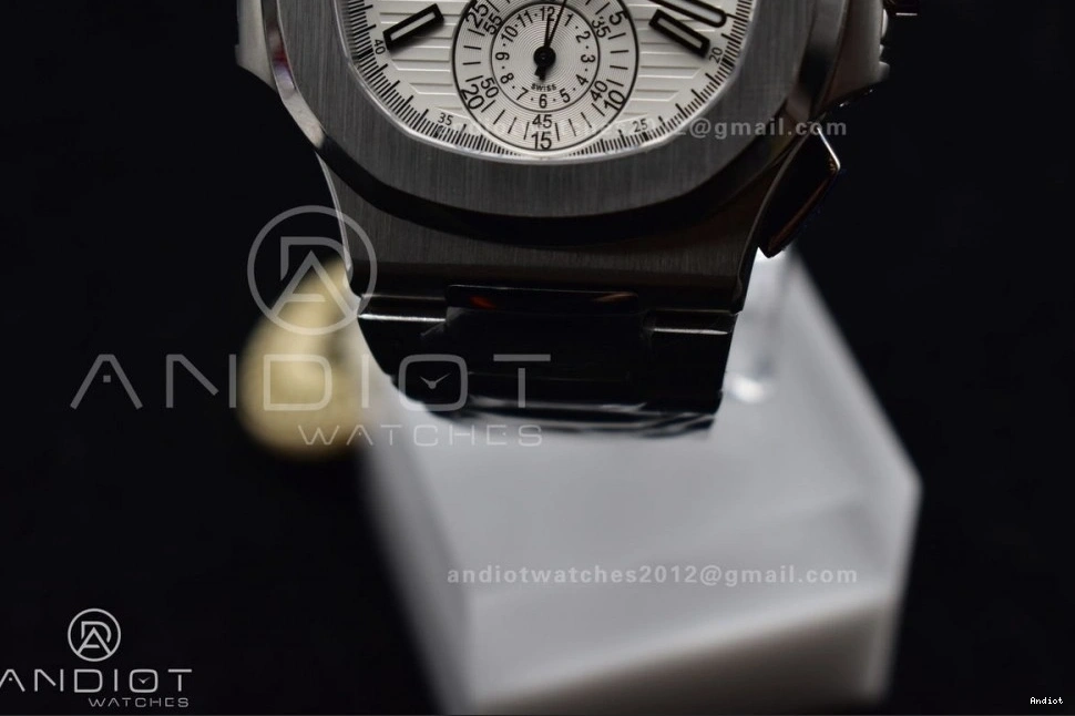 Nautilus PPF Mod Stk A7750 Date Wht SS Chrono SS 5980 0316